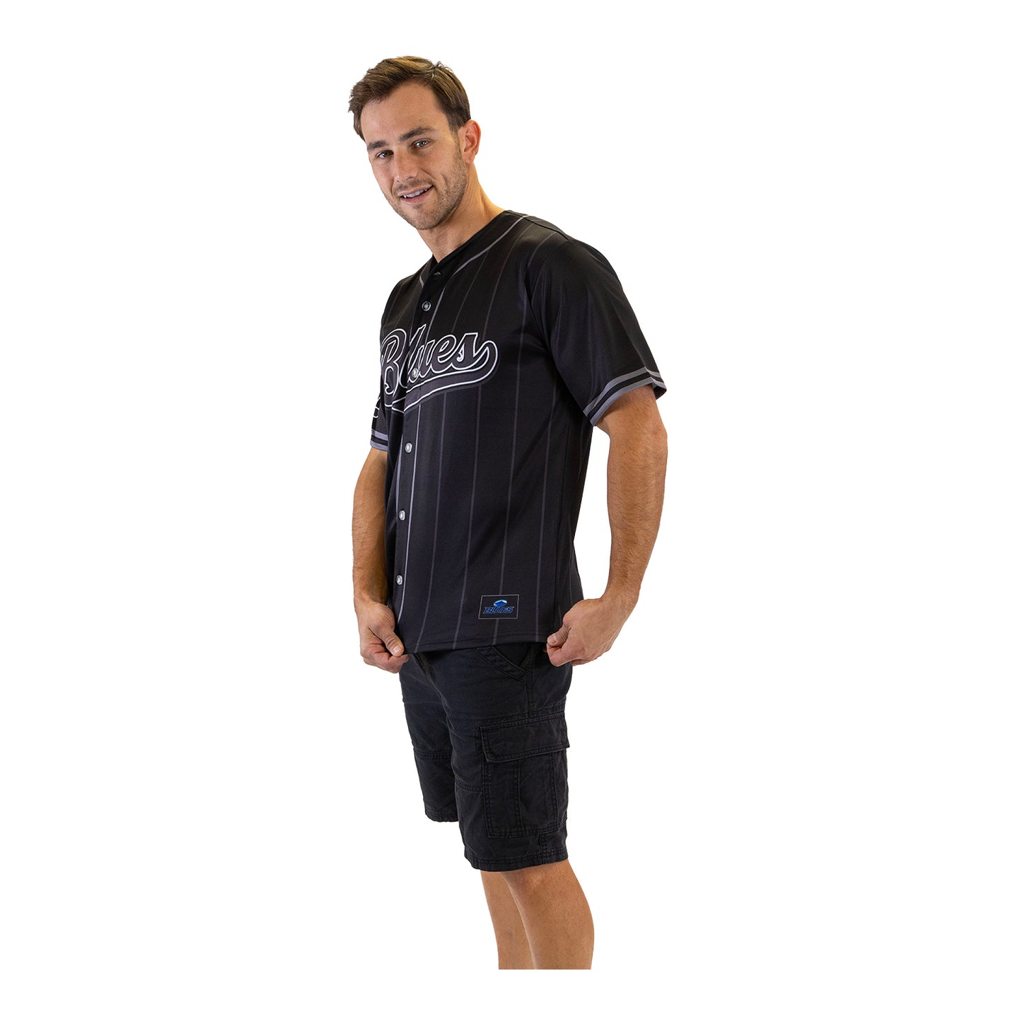 Blues Adult Blackout Baseball Shirt
